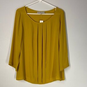 Ann Taylor Mustard Blouse NEW